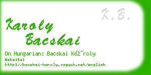 karoly bacskai business card